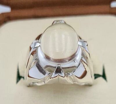 Pre-owned Handmade Quartz Ring Natural Najaf Stone Sterling Silver Zodiac Gift For Him Mens Ring