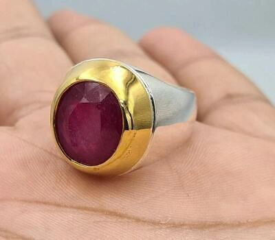 Pre-owned Handmade Ruby Ring Mens Real Rubis Bague Christmas Gift For Him Sterling Sivler Jewelry