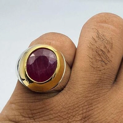 Pre-owned Handmade Ruby Ring Mens Real Rubis Bague Christmas Gift For Him Sterling Sivler Jewelry