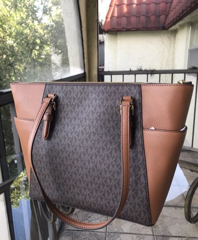 MICHAEL KORS Pre-owned Women Fashion Pvc Leather Shoulder Tote Bag Handbag Purse Brown Mk