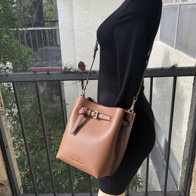 Pre-owned Michael Kors Small Leather Bucket Crossbody Bag Messenger Handbag  Shoulder Purse