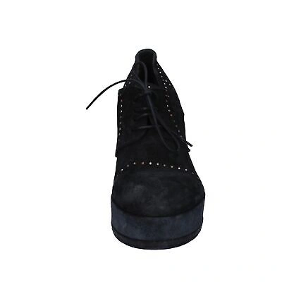 Pre-owned Moma Women's Shoes  4 (eu 37) Ankle Boots Black Suede Bx08-37