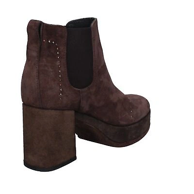 Pre-owned Moma Women's Shoes  4 (eu 37) Ankle Boots Brown Suede Bx09-37
