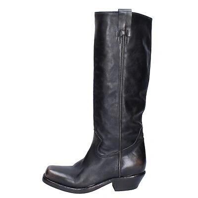 Pre-owned Moma Women's Shoes  4 (eu 37) Boots Black Leather Bj240-37