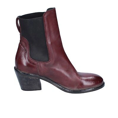 Pre-owned Moma Women's Shoes  4 (eu 37) Ankle Boots Burgundy Leather Bj219-37