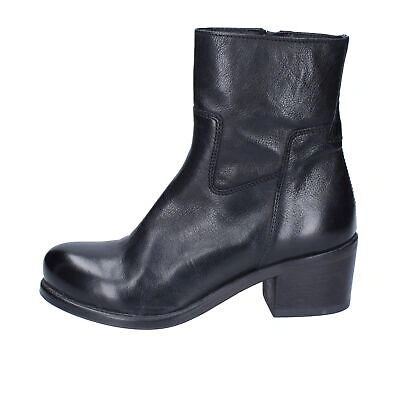Pre-owned Moma Women's Shoes  4 (eu 37) Ankle Boots Black Leather Bg605-37