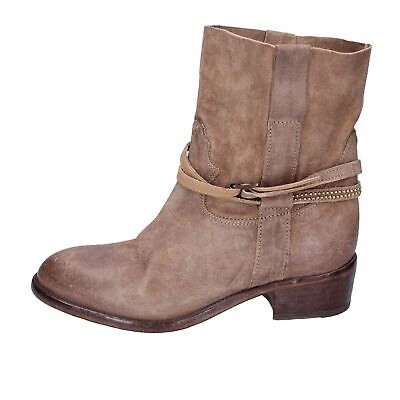 Pre-owned Moma Women's Shoes  4 (eu 37) Ankle Boots Beige Suede Bk169-37