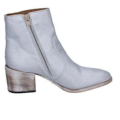 Pre-owned Moma Women's Shoes  4 (eu 37) Ankle Boots Silver Leather Bk147-37