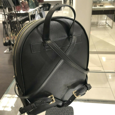 Pre-owned Michael Kors Medium Pvc Leather School Travel Backpack Shoulder Bag Black Brown