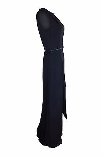 Pre-owned Halston Heritage Black Hi-lo Sleeveless Maxi Dress (uk 8-10 Us 6)
