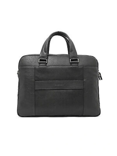 Piquadro Black Leather Business And Laptop Bag