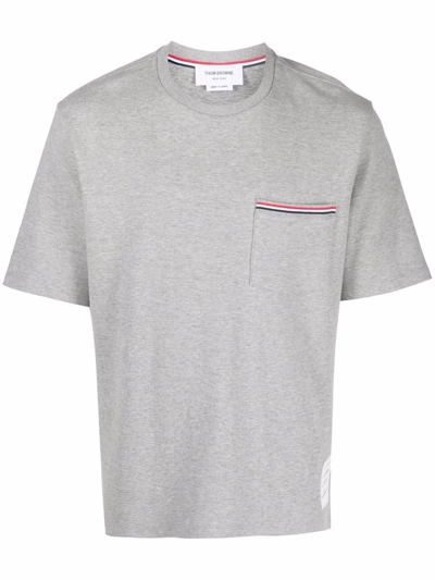 Shop Thom Browne Patch-pocket T-shirt In Grau