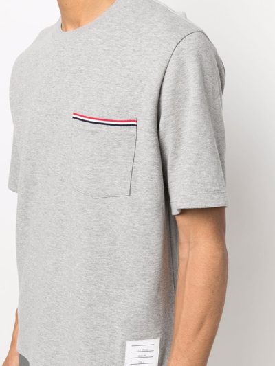 Shop Thom Browne Patch-pocket T-shirt In Grau