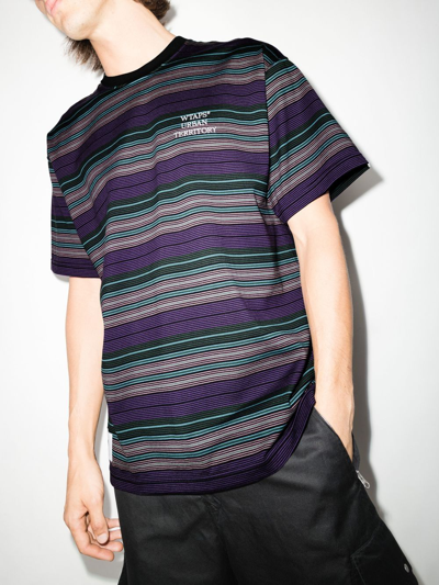 Shop Wtaps Striped Short-sleeve T-shirt In Violett