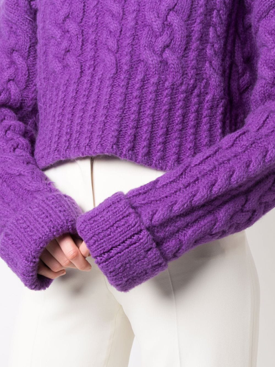 Shop Ami Alexandre Mattiussi Cable-knit Virgin Wool Jumper In Purple