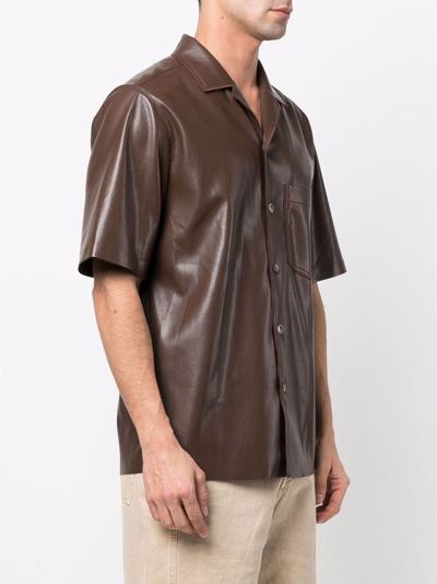 Shop Nanushka Coated Short-sleeve Shirt In Brown