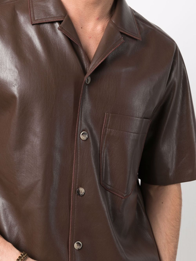 Shop Nanushka Coated Short-sleeve Shirt In Brown