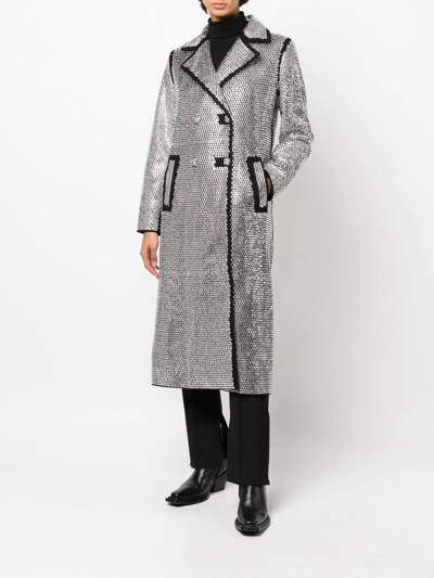 Philipp Plein Crystal-embellished Long Coat In Schwarz