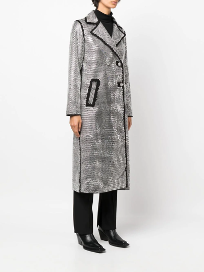 Philipp Plein Crystal-embellished Long Coat In Schwarz