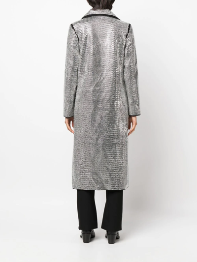 Philipp Plein Crystal-embellished Long Coat In Schwarz