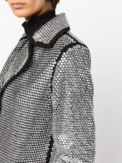 Philipp Plein Crystal-embellished Long Coat In Schwarz