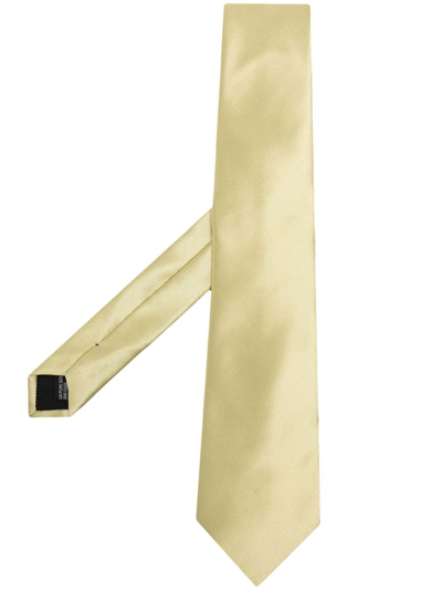 Shop Lanvin Pointed-tip Silk Tie In Gold