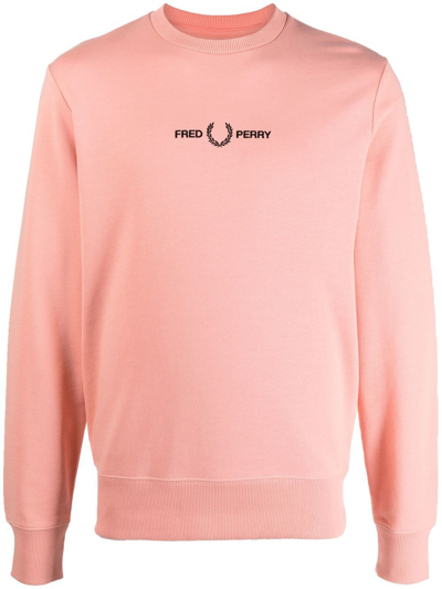 Shop Fred Perry Logo Crew-neck Sweatshirt In Rosa