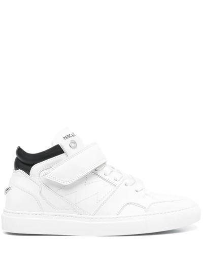 Shop Zadig & Voltaire Logo-print Touch-strap Sneakers In Weiss