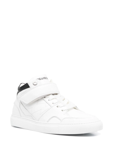 Shop Zadig & Voltaire Logo-print Touch-strap Sneakers In Weiss