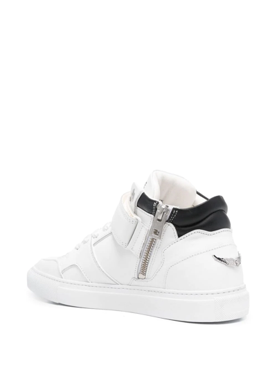 Shop Zadig & Voltaire Logo-print Touch-strap Sneakers In Weiss