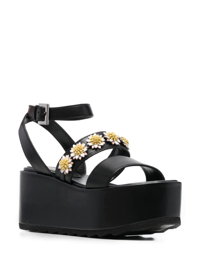 Fabrizio Viti Flower-applique Detail 80mm Sandals In Schwarz