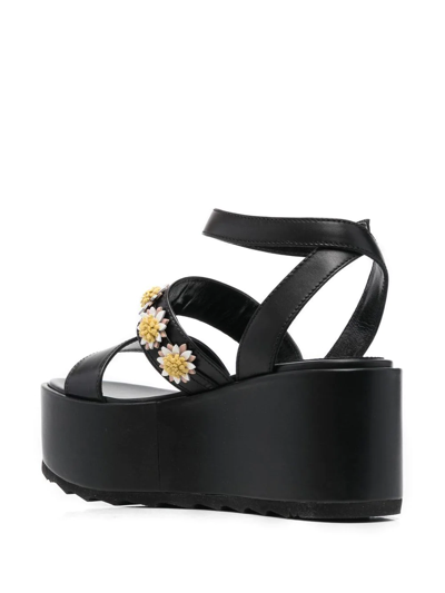Fabrizio Viti Flower-applique Detail 80mm Sandals In Schwarz