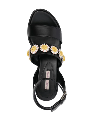 Fabrizio Viti Flower-applique Detail 80mm Sandals In Schwarz