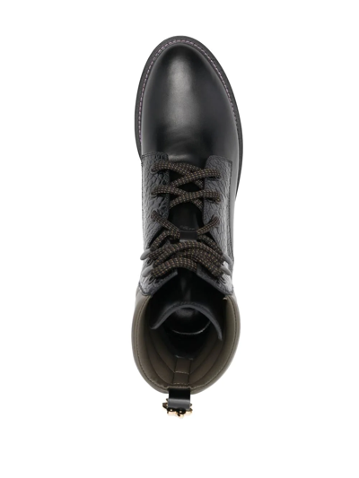 Fabrizio Viti Croco-embossed Panel Boots In Schwarz