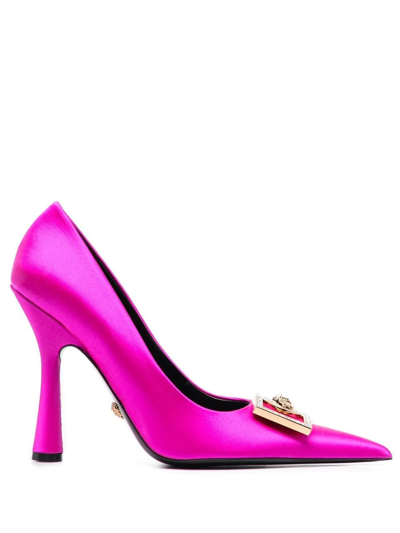 Versace Pink Medusa Crystal Pumps In Pink