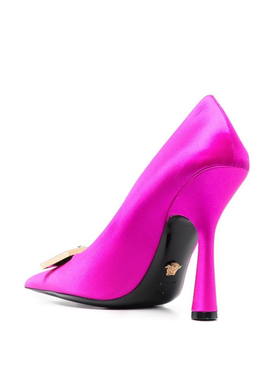 Versace Pink Medusa Crystal Pumps In Pink