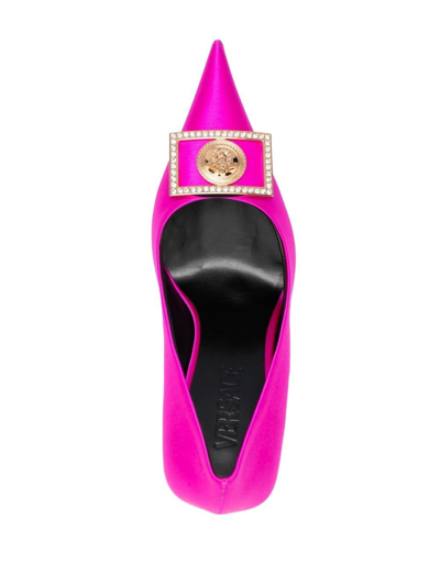 Versace Pink Medusa Crystal Pumps In Pink