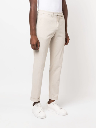 Shop Fay Straight-leg Cotton Chinos In Nude