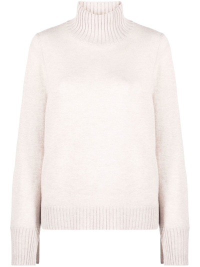 Shop Allude Roll-neck Knit Jumper In Nude