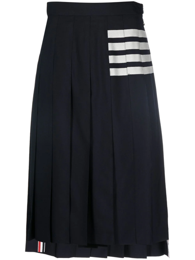 Thom Browne Drop Back Pleated Wool Skirt In Blau