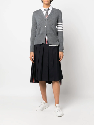 Thom Browne Drop Back Pleated Wool Skirt In Blau