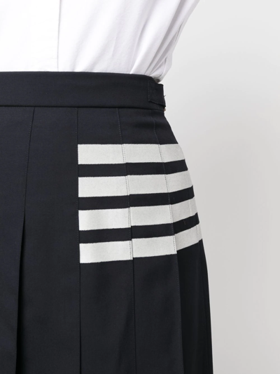 Shop Thom Browne Stripe-print Pleated Skirt In Blau