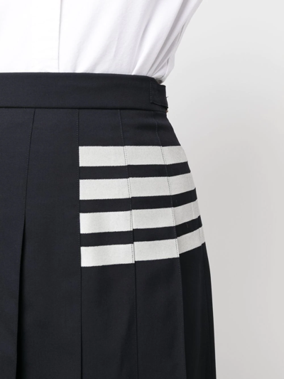 Thom Browne Drop Back Pleated Wool Skirt In Blau
