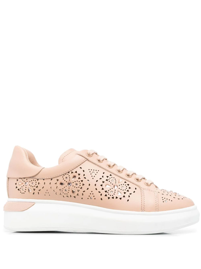 Shop Baldinini All-over Cut-out Detail Sneakers In Rosa