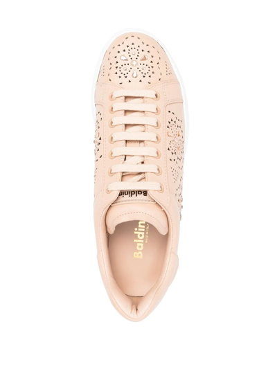 Shop Baldinini All-over Cut-out Detail Sneakers In Rosa