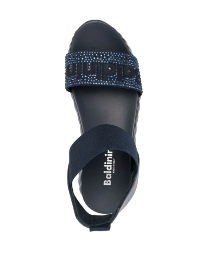 Shop Baldinini Logo Crystal-embellished Sandals In Blau