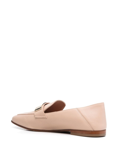 Shop Baldinini Logo-engraved Plaque Detail Loafers In Nude