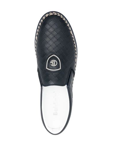 Shop Baldinini Interwoven Logo-patch Detail Loafers In Blau