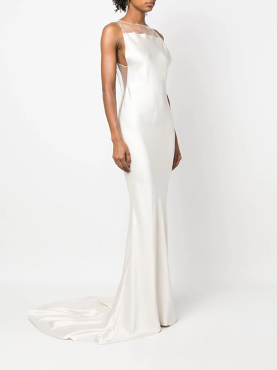 Maison Margiela Open-back Tulle-trimmed Duchesse-satin Gown In Nude