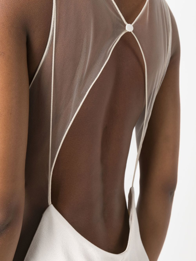 Maison Margiela Open-back Tulle-trimmed Duchesse-satin Gown In Nude